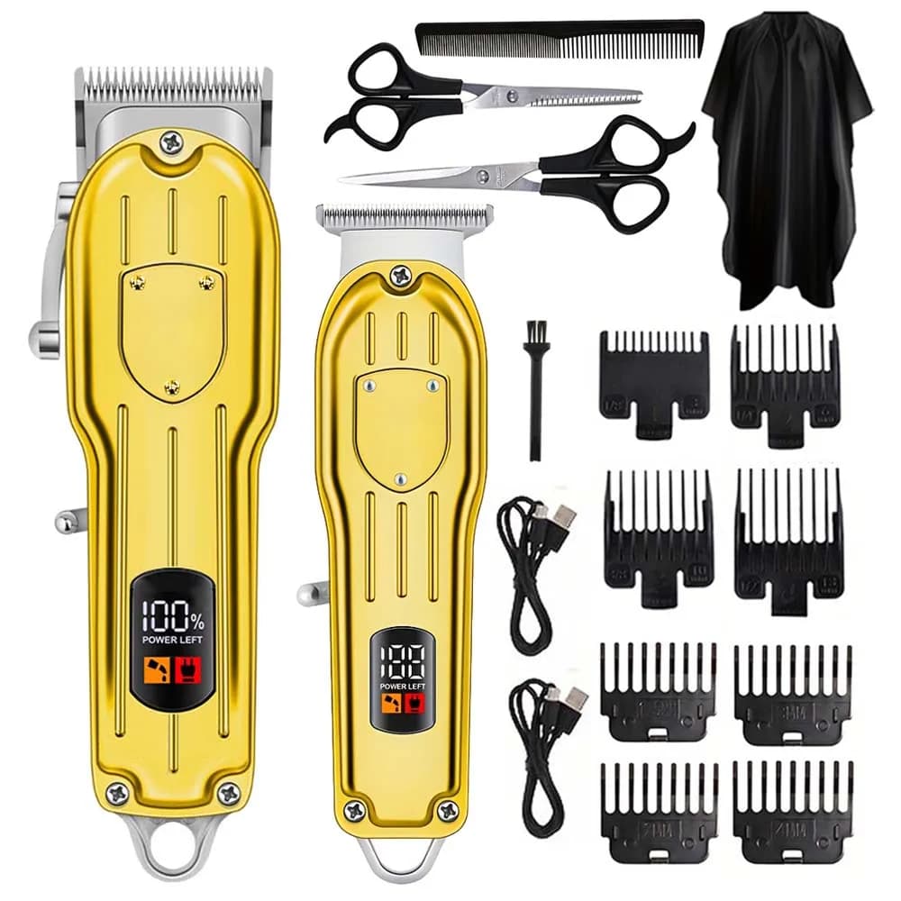 Professional Cordless Hair Clipper Set with Digital Display, T-Blade Trimmer & Hair Clipper & Guide Combs Hair Grooming for Men’s Barber Salon-Grade Haircutting at Home Gifts for Men