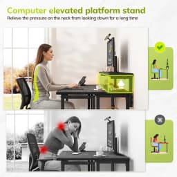 EnHomee Foldable Computer Desk with Monitor Stand & RGB LED Lights, Small Space Gaming Writing Table with Storage & Hooks