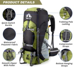 Night Cat Hiking Backpacks Camping Backpacking Packs for Men Women Lightweight Outdoor for Mountaineering Traveling, No Internal Frame