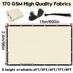8x50ft Fence Privacy Screen Heavy Duty Windscreen Fence Mesh Fabric Shade Net Cover Garden Wall Backyard Yard Pool