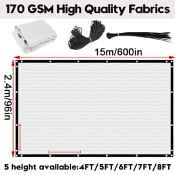 8x50ft Fence Privacy Screen Heavy Duty Windscreen Fence Mesh Fabric Shade Net Cover Garden Wall Backyard Yard Pool
