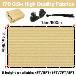 8x50ft Fence Privacy Screen Heavy Duty Windscreen Fence Mesh Fabric Shade Net Cover Garden Wall Backyard Yard Pool