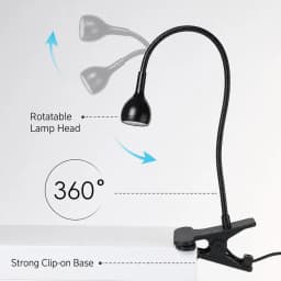 Portable USB Clip-on Reading Lamp Flexible Gooseneck Desk Lamp with Clip for Laptop Bed Headboard Study Work Light