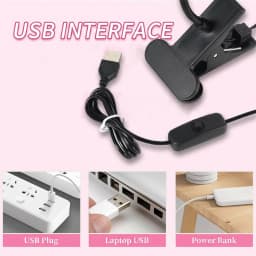 Portable USB Clip-on Reading Lamp Flexible Gooseneck Desk Lamp with Clip for Laptop Bed Headboard Study Work Light