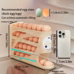 1PC Stackable Refrigerator Egg Holder Auto Sliding Space Saving Large Capacity Transparent PP Fresh Keeping Egg Rack