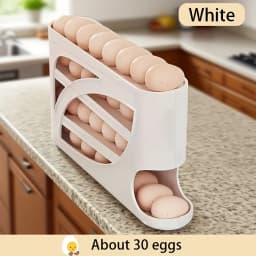 1PC Stackable Refrigerator Egg Holder Auto Sliding Space Saving Large Capacity Transparent PP Fresh Keeping Egg Rack