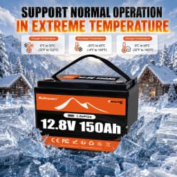 Buknuwo Smart 12V/12.8V 150Ah Bluetooth LiFePO4 Lithium Battery, 1920Wh Power Energy Battery, Built-in 100A BMS Grade A Cells, Low-Temp Protection, Capable Of Over 4, 000 Cycles Support Series/Parallel Battery For Solar, RV, Marine, Off-Grid Application
