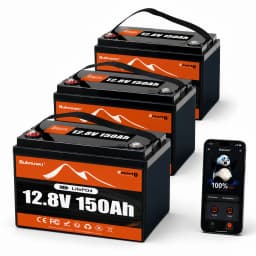 Buknuwo Smart 12V/12.8V 150Ah Bluetooth LiFePO4 Lithium Battery, 1920Wh Power Energy Battery, Built-in 100A BMS Grade A Cells, Low-Temp Protection, Capable Of Over 4, 000 Cycles Support Series/Parallel Battery For Solar, RV, Marine, Off-Grid Application