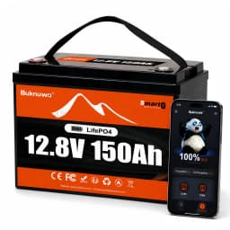 Buknuwo Smart 12V/12.8V 150Ah Bluetooth LiFePO4 Lithium Battery, 1920Wh Power Energy Battery, Built-in 100A BMS Grade A Cells, Low-Temp Protection, Capable Of Over 4, 000 Cycles Support Series/Parallel Battery For Solar, RV, Marine, Off-Grid Application