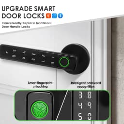 YFK Smart Life Door Lock 4 in 1 Fingerprint Lock Bluetooth Tuya APP Remote Unlock Anti-peep Password Temporary Passcode Quiet Mode Durable Electronic Lock for Home Bedroom Office Hotel Interior Door