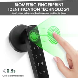 YFK Smart Life Door Lock 4 in 1 Fingerprint Lock Bluetooth Tuya APP Remote Unlock Anti-peep Password Temporary Passcode Quiet Mode Durable Electronic Lock for Home Bedroom Office Hotel Interior Door