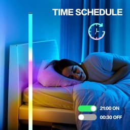 360° RGB Corner Atmosphere Lamp Black, 60LED Music Sync LED Wall Light, USB 5V Rechargeable Battery Powered, Remote APP Button Control Color Changing Ambient Lighting for Home Gaming Decor