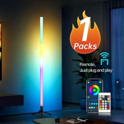 360° RGB Corner Atmosphere Lamp Black, 60LED Music Sync LED Wall Light, USB 5V Rechargeable Battery Powered, Remote APP Button Control Color Changing Ambient Lighting for Home Gaming Decor