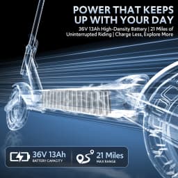 Electric Scooter for Adults with Double Swing-Arm Suspension, 21-Mile Range - 10" Tires & Full 360° Lights
