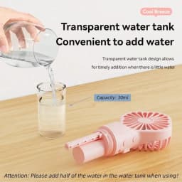 Portable Mist Fan - Handheld Mini Rechargeable, 4 Wind Speeds, With Water Mist - Suitable For Travel, Camping, Outdoor, Home, Of