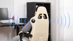 GTPLAYER Gaming Chair Adjustable Ergonomic Faux Leather Swiveling PC & Racing Game Chair with Built-in Speakers,Footrest