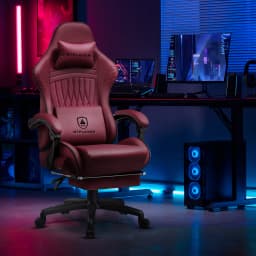 GTPLAYER Gaming Chair Adjustable Ergonomic Faux Leather Swiveling PC & Racing Game Chair with Built-in Speakers,Footrest