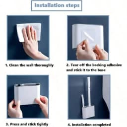 3-Piece Silicone Toilet Brush Set: Wall-Mounted Bracket & Crevice Cleaner