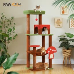 Multi-Level Cat Tree with Scratching Posts Removable Scratcher Large Cat Condo Hammock Mushroom Cat Tower for Indoor Cat Toys