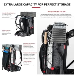 Naturehike Outdoor Mountain Backpack 60+5L Waterproof High Capacity Sports Climbing Hiking Travel Bag With Rain Cover