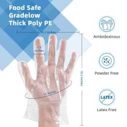 200 Pcs Disposable Clear Gloves - Food Grade Waterproof Oil-Proof for Kitchen Cooking Cleaning Catering