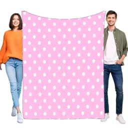 Pink Polka Dot Blanket Soft Cozy Sofa Throw Lightweight for All Seasons Comfortable Bed Cover Perfect Birthday or Holiday Gift F