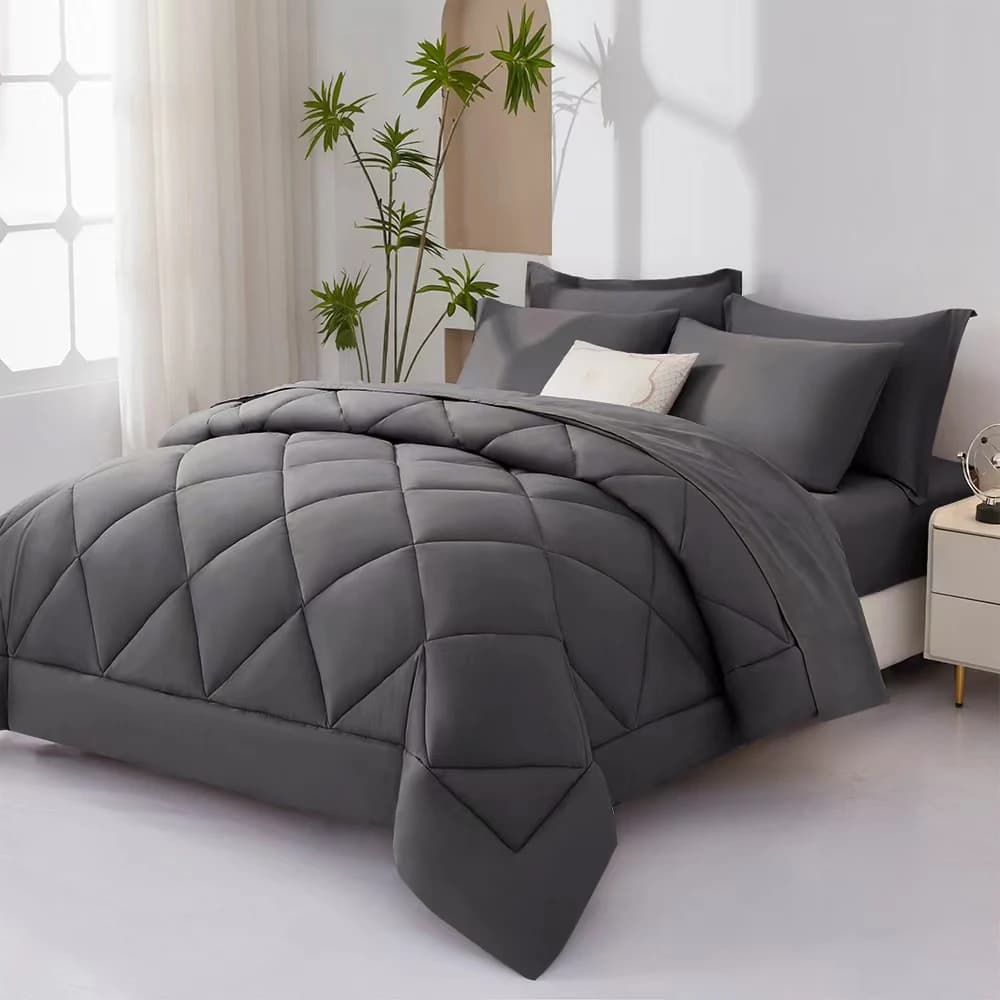 7 Pieces Bed in a Bag King Size, Fluffy Soft All Season Rustic Farmhouse Bedding with Full Sheets Set