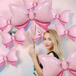 6 Pieces of Minnie Pink Bow Aluminum Foil Balloons Suitable for Wedding Bride Gift Gender Reveals Girls Birthday Party Decations