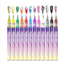 12Pcs/Set Nail Acrylic Graffiti Pen 12 Color Nail Marker DIYNail Art Graffiti Pen Nail Polish Pens Drawing Painting Point