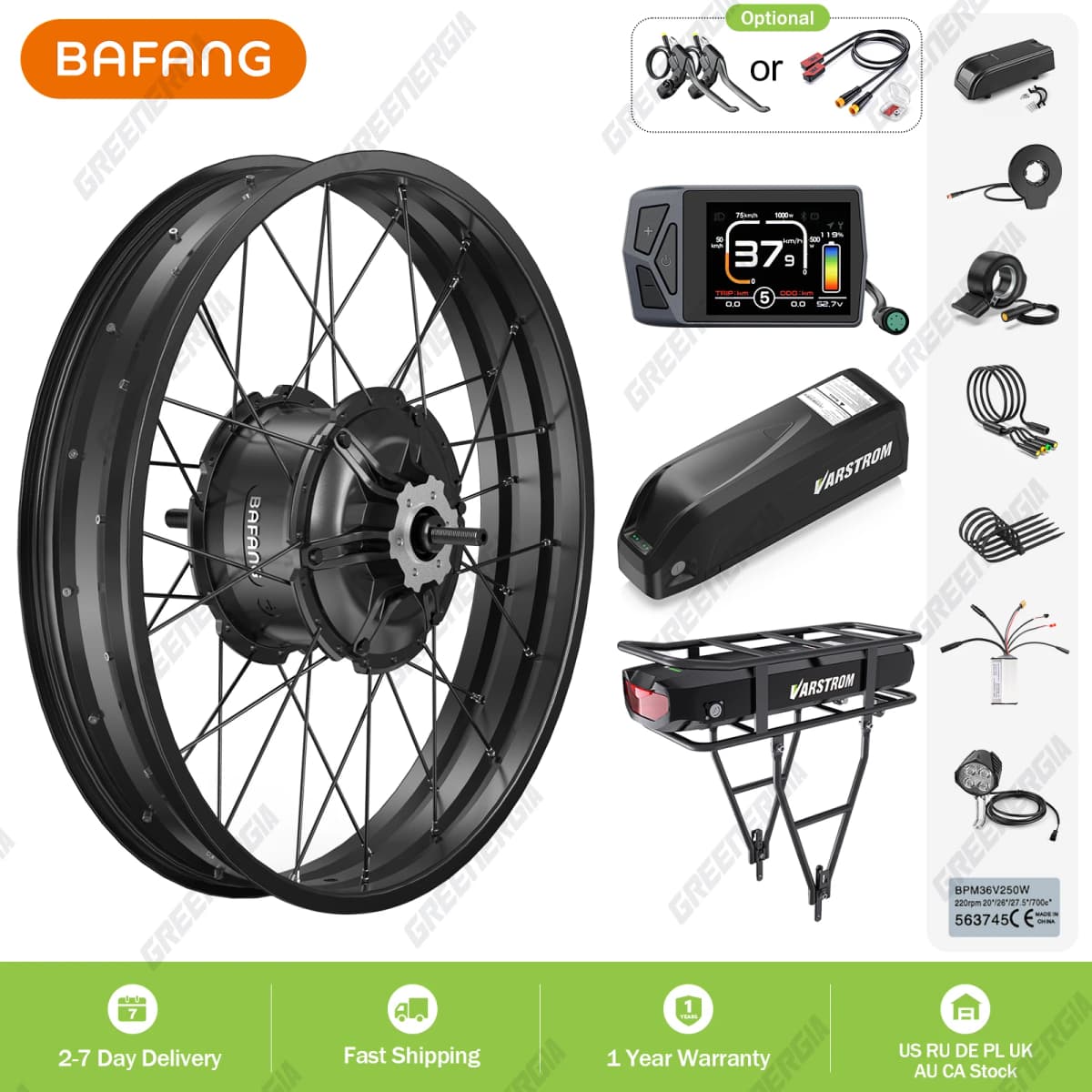 Bafang G062 48V1000W Ebike Conversion Kit 26 Inch 20 Inch Rear Hub Motor Kits for 20/26 inch Snow Fat Bike Electronic Bike Kit