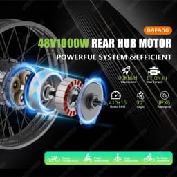 Bafang G062 48V1000W Ebike Conversion Kit 26 Inch 20 Inch Rear Hub Motor Kits for 20/26 inch Snow Fat Bike Electronic Bike Kit