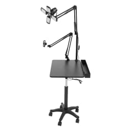 Adjustable Height Tattoo Workstation, Rolling Salon Table with LED Light, Large Panel Board for Tattoo, Beauty, Hair Styling