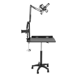 Adjustable Height Tattoo Workstation, Rolling Salon Table with LED Light, Large Panel Board for Tattoo, Beauty, Hair Styling