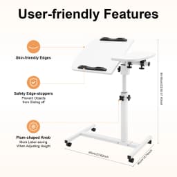 Laptop Desk Stand 360° Adjustable Tilting Overbed Table Computer Table C Shape Notebook Stand with 4 Lockable Wheels for Bed Sofa Office
