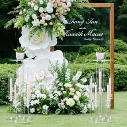 4PCS Acrylic Candelabra 5 Arm Clear Centerpiece for Wedding Table | Crystal Candle Holder with Lampshade for Birthday Christmas Party Dining Room Decor