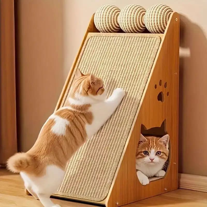 1pc Durable Hemp Rope Cat and Rabbit Scratching Board - No Mess Sofa Safety Design,Magic Invisible Adhesive,Multi-layer Exercise