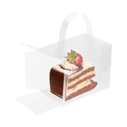 50 Pcs Clear Cake Boxes Set, Plastic Cake Carrier with Lid and Handle 4.7x3.9x3.15" for Cupcake Cookie Party Favor