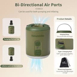 Naturehike Multi-function Air Pump Outdoor Mini Portable Fast Charge Air Pump For Inflatable Mat Travel Camping Pump