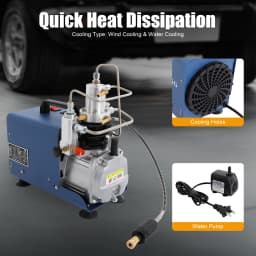 4500PSI 300Bar High Pressure Two-stage Compression Separator YONG HENG Auto Shut Air Pump for Cars, Motorbike, Electric Vehicles