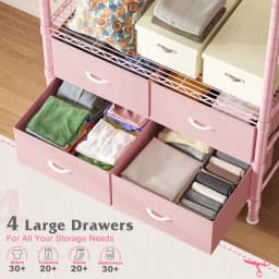 EnHomee Heavy Duty Portable Garment Rack – 4 Drawers & Shelves, Sturdy & Durable – Clothing Hanger for Hanging Clothes