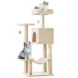 MCQ 44IN Cat Tree Tower Cat Climbing Tower with Natural Sisal Scratching Posts Pet Condo for Indoor Cats and Kittens Play