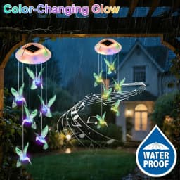 2/1pcs Solar Hummingbird Wind Chimes Colorful Gradient LED Lights Garden Balcony Decoration Pendant No Need to Plug In and Swing