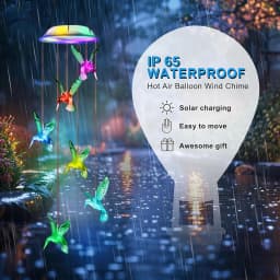 2/1pcs Solar Hummingbird Wind Chimes Colorful Gradient LED Lights Garden Balcony Decoration Pendant No Need to Plug In and Swing