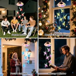 2/1pcs Solar Hummingbird Wind Chimes Colorful Gradient LED Lights Garden Balcony Decoration Pendant No Need to Plug In and Swing