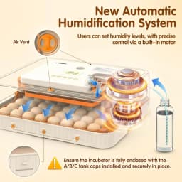 56-Egg Incubator with Automatic Turning, Temp & Humidity Control, LED Candler, Days Display, for Chicken Duck Goose Quail Parrot