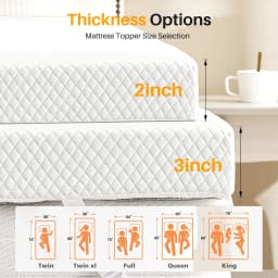 MCQ Memory Foam Mattress Topper with Removable Soft Cover 2 Inch Thick Gel Infused Cooling Toppers Pad Sleeper Sofa Bed Topper