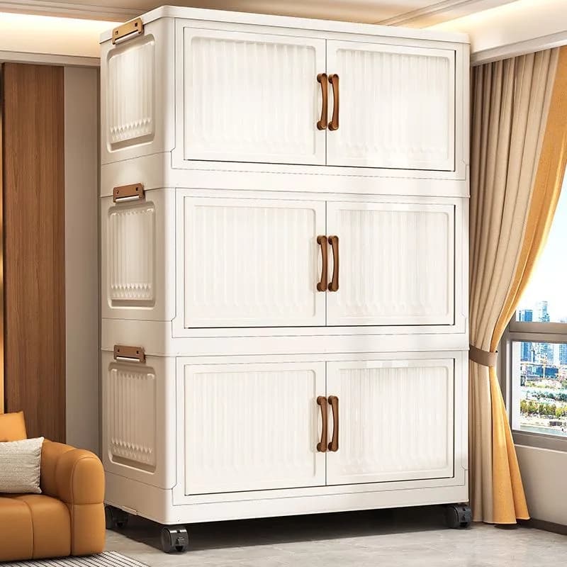 Thickened Home Storage Cabinet for Babies Living Room Bedroom No-Install Plastic Snack Cabinet Multi-Purpose Organizer