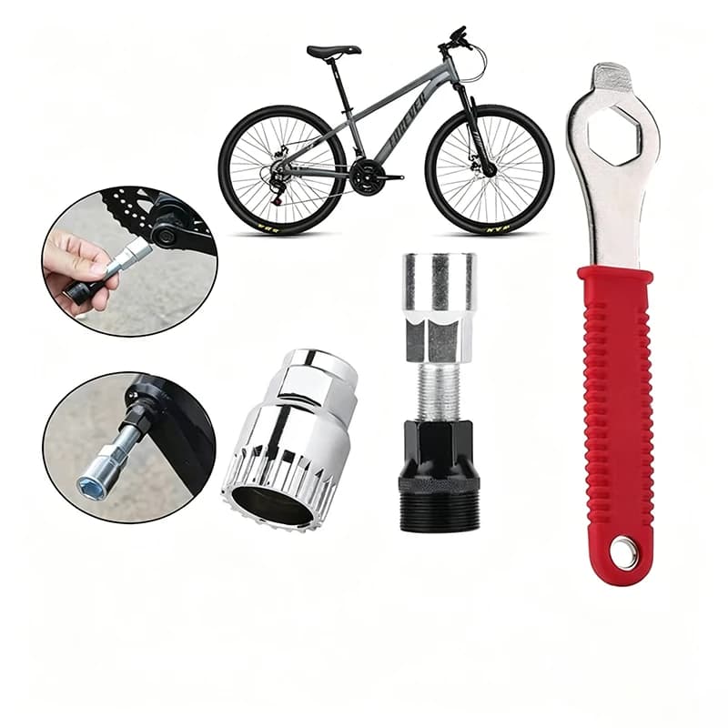 3PCS Bike Crank Arm Removal Tool Set Multi-Function Crankset Pedal Wrench Crank Puller Bolt Remover for MTB Road Bike Repair