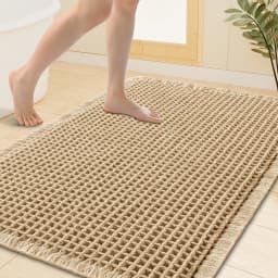 XM-Luvetoria 1pc Waffle Bath Mat Super Absorbent Non-Slip Machine Washable Bathroom Rugs with Quick Dry Ultra Soft Design Boho Farmhouse Decor Rubber Backed for Safety Bath Rug for Bathroom Rug Kitchen Room Bedroom Laundryroom