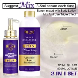 AILKE Double Glutathione PLUS Whitening Skin Care Set, Moisturizing, Reduce Dark Spots, Freckles, Melasma, Hyperpigmentation
